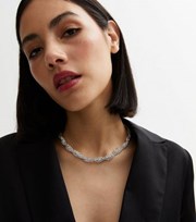 New Look Crystal Diamante Plaited Necklace